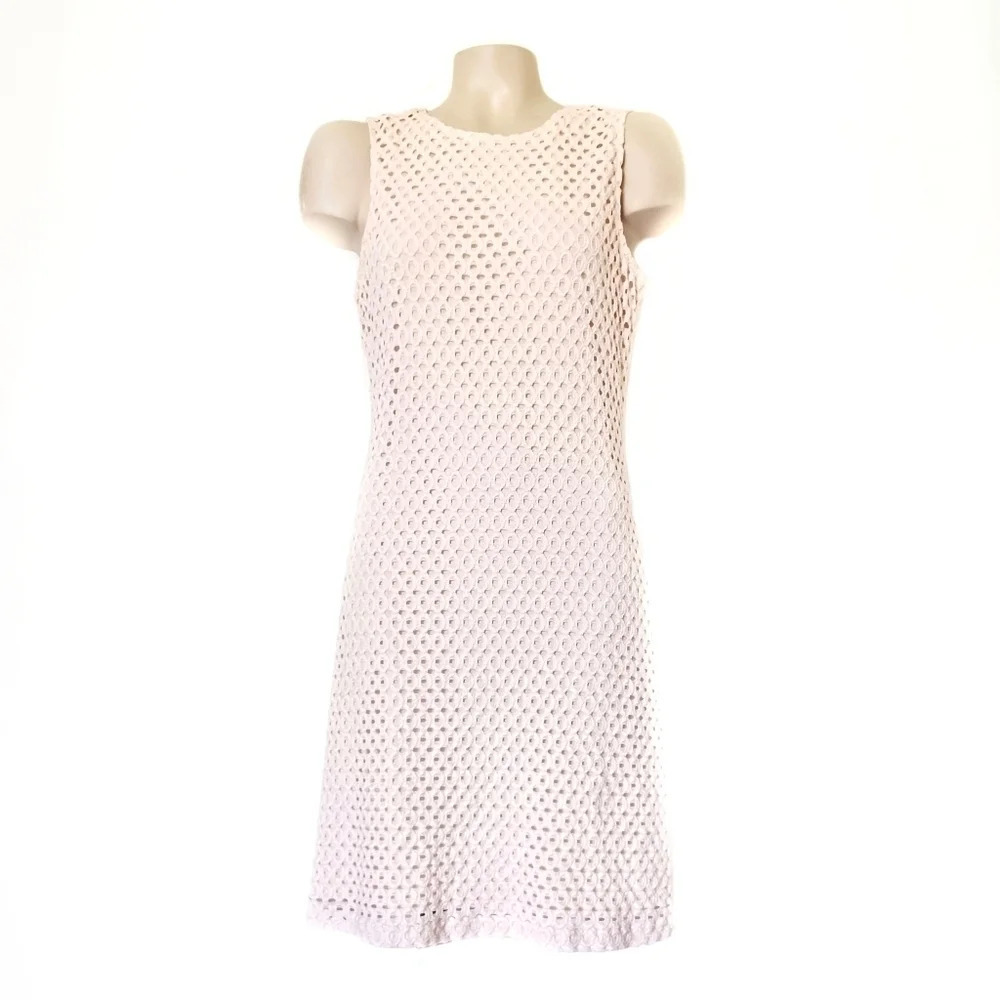 Sharagano Mesh Pale Pin Dress Balletcore Minimalist Angelcore Ethereal Sheath 12